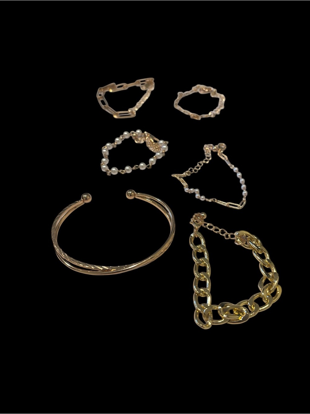 Gold tone 6 Piece Women’s Bracelet Set - Elegant Layering
